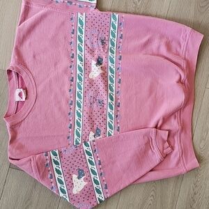 Vintage 90s Cottagecore Lamb Pastoral Folk Art Crewneck Sweatshirt, Med